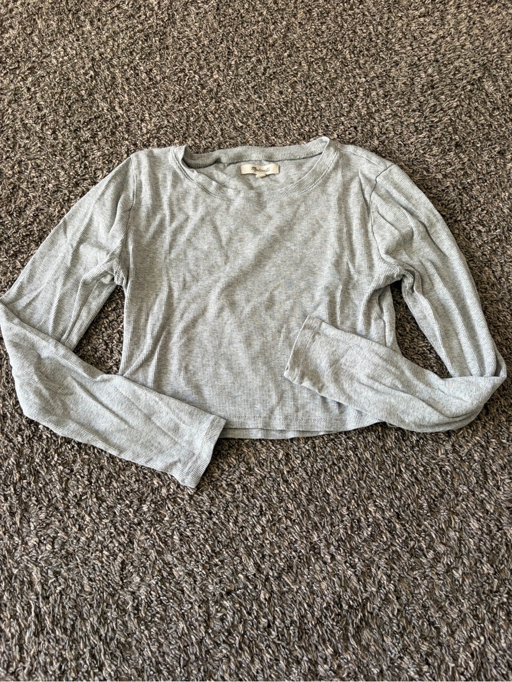 Madewell Gray Ribbed Long Sleeve Top